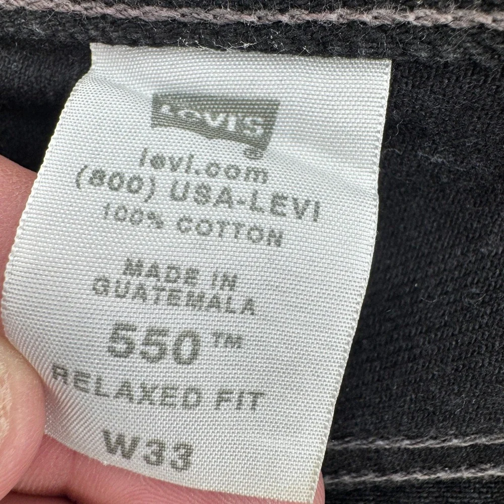 Vintage Levi‎ 550 Jeans Shorts 33 Mens Black Relaxed Fit Denim